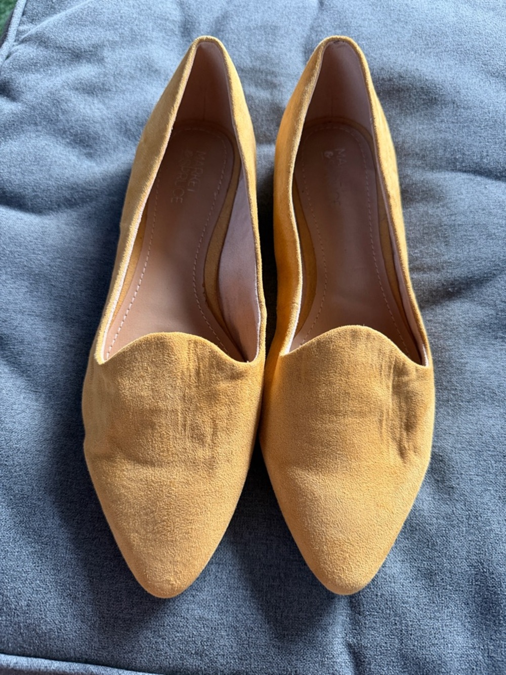Market & Spruce Pointed-Toe Suede Flats in Mustard